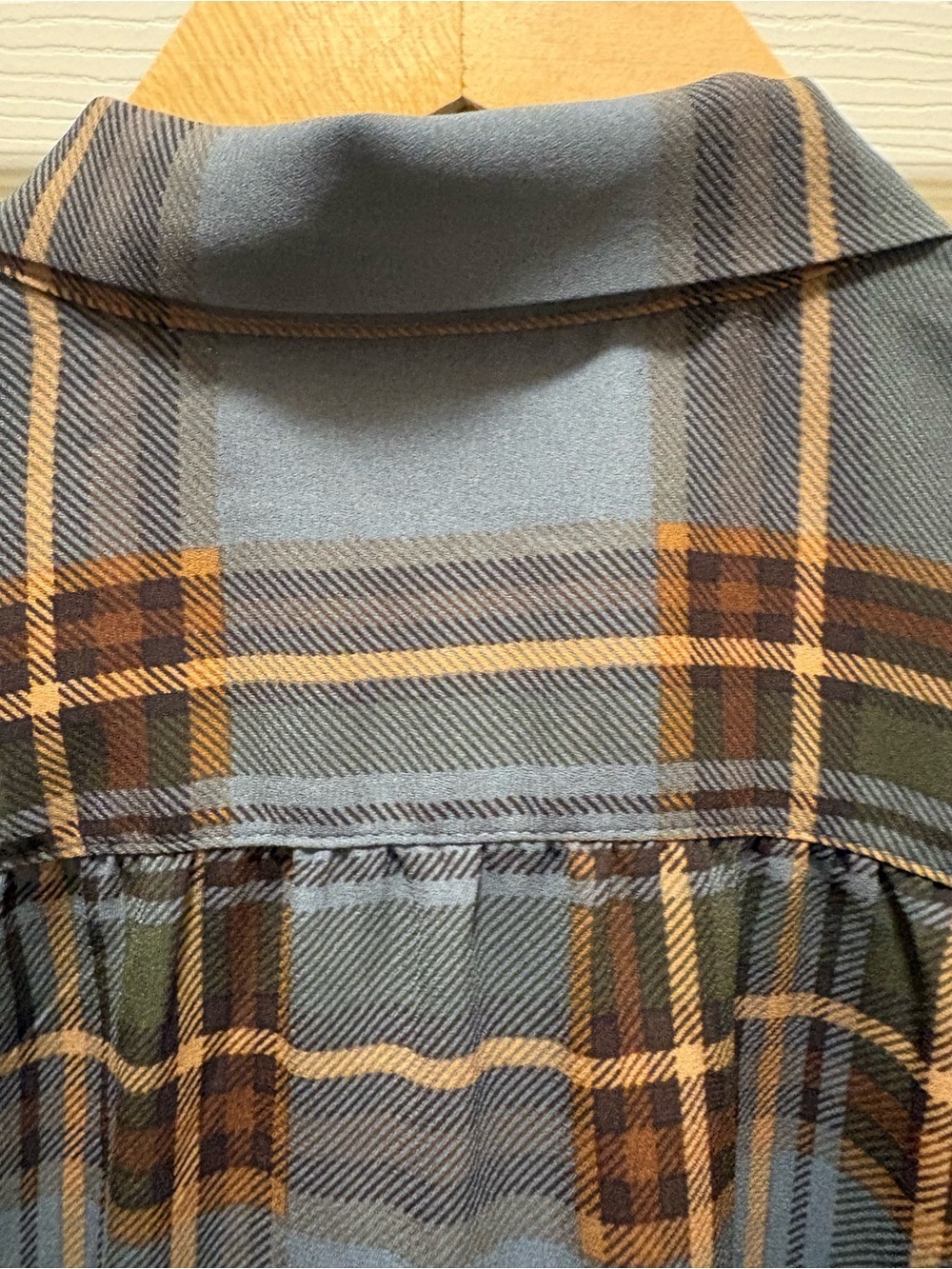 Lauren Ralph Lauren Plaid Tie Neck Bow Blouse Womans Sz M Blue Gray Brown - Picture 15 of 16